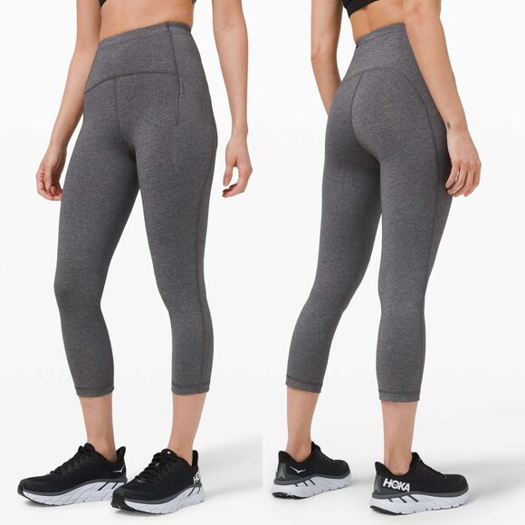 LULULEMON Swift Speed High-Rise Crop 21" Size 4 Heathered Black - Picture 1 of 8